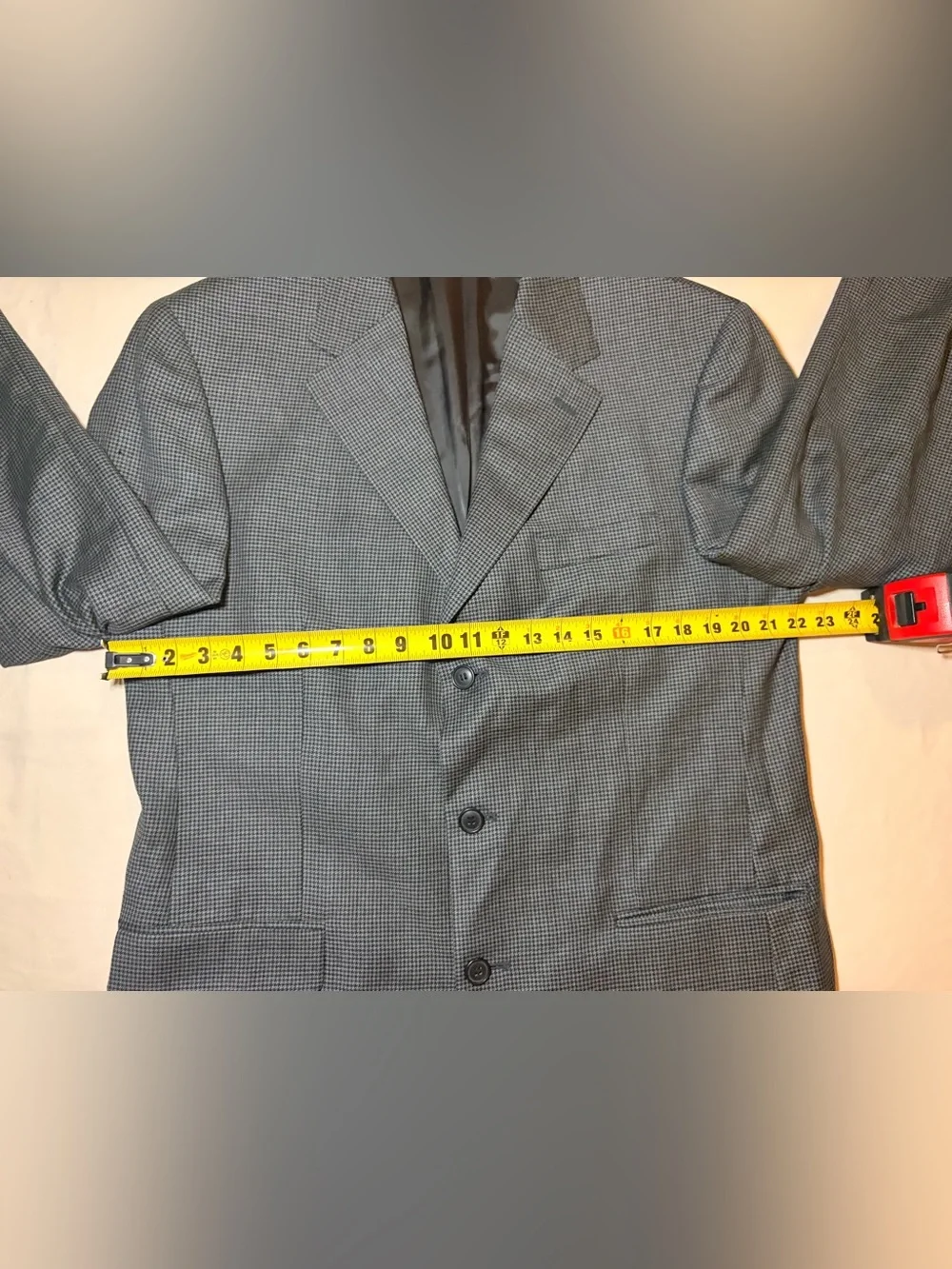 Gianfranco Ruffini Italy Mens 42L Wool Houndstooth Blazer Sport Coat Gray Black